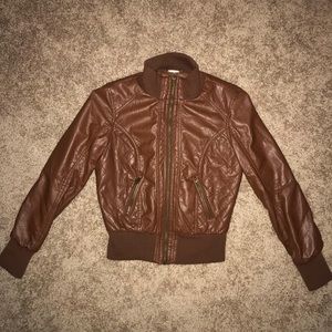 Brown Faux Leather Jacket